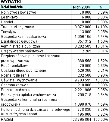 Wydatki - tabela